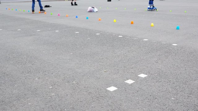 roller skating with obstacles
