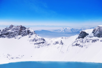 The beautiful lake in the winter of Chang Bai Mount, Jilin provi