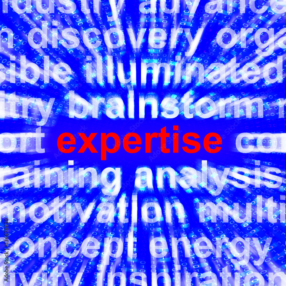 Poster expertise word showing skills training 3d rendering
