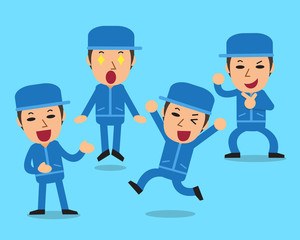 Cartoon technician character poses