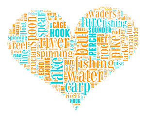 Fishing  Tag Cloud    - vector illustration
