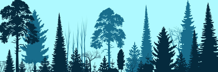 Naklejka premium Wide Forest Background - vector illustration