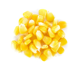 Sweet whole kernel corn on white background