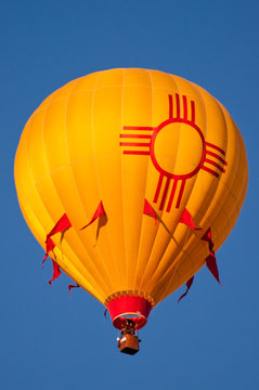 New Mexico Hot Air Balloon With Zia Sun Symbol.