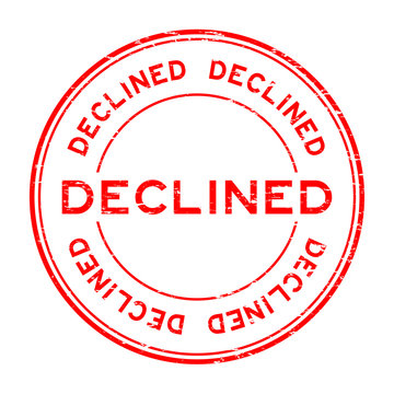 Grunge red decline round rubber seal stamp on white background