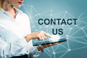 Contact Us text with business woman