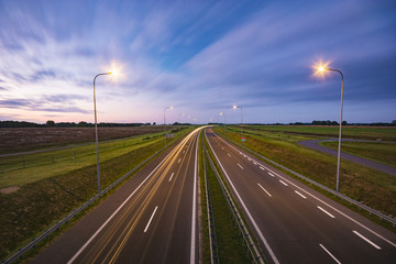 a highway at night