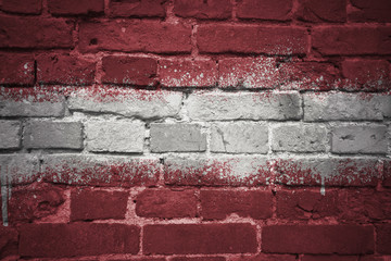 painted national flag of latvia on a brick wall