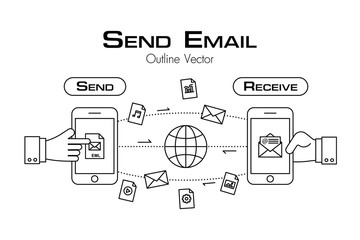 person send email and other file from phone to other equipment . outline style .