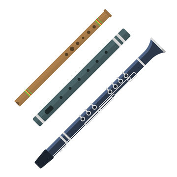 Handmade music folk instrument panpipe flute vector illustration.