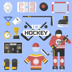 Hockey sport icons equipment design vector illustration.