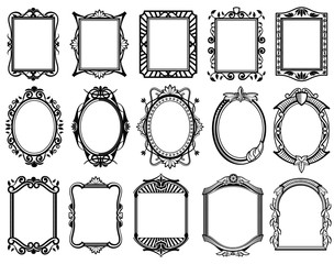 Vintage victorian, baroque, rococo frame for mirror, menu, card design vector collection