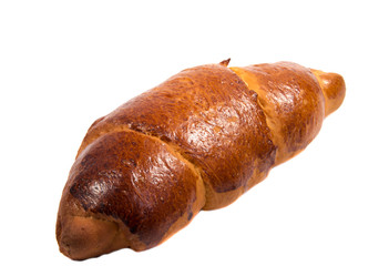 Fresh butter croissant, isolated on white background.