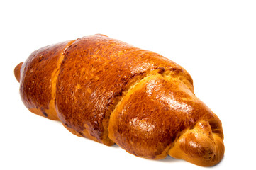 Fresh butter croissant, isolated on white background.