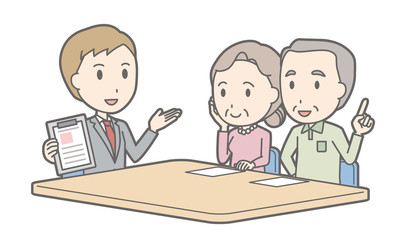 Illustration that a couple talking with a consultant vol.03