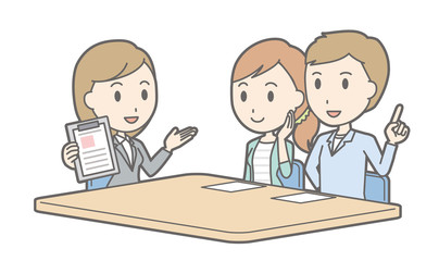 Illustration that a couple talking with a female consultant vol.