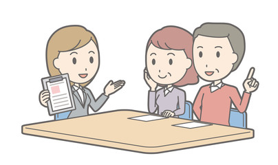 Illustration that a couple talking with a female consultant vol.