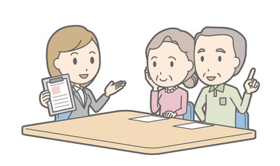 Illustration that a couple talking with a female consultant vol.