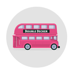 Vector double decker bus england icon illustration pink