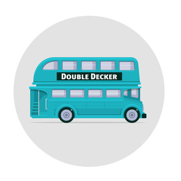Vector double decker bus england icon illustration blue