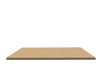 Empty top of burlap table or counter isolated on white background. For product display, 3D rendering