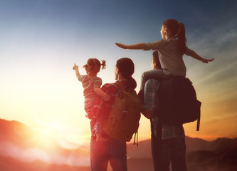 family at sunset