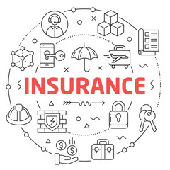 Vector linear illustration white background insurance trend
