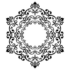 Oriental pattern with arabesques and floral elements. Traditional classic ornament. Black and white pattern