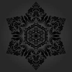 Oriental dark pattern with arabesques and floral elements. Traditional classic ornament