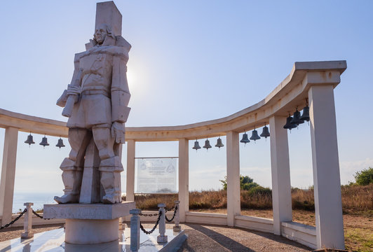  A memorial sculpture of the Russian Admiral F.F. Ushakov on Cap
