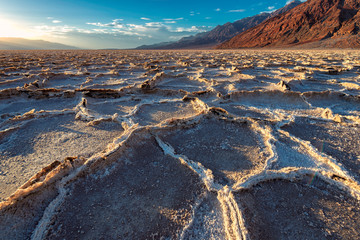 Badwater Salt Flats before Sunset, Death Valley National Park, California.