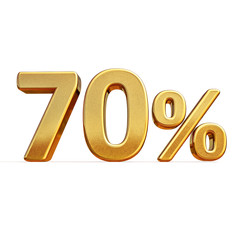 3d Gold 70 Seventy Percent Discount Sign