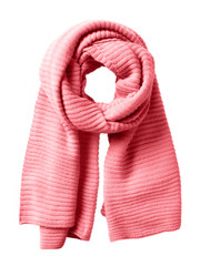 Pink winter scarf isolated on white