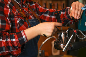 Barista making coffee