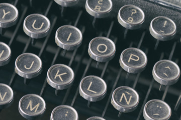 Close-up keyboard of typing machine