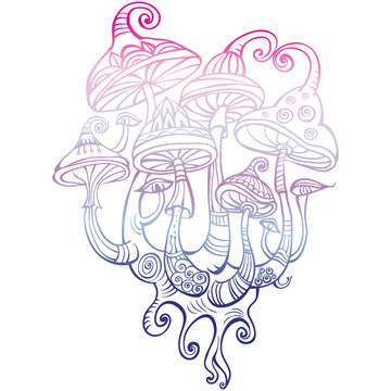 Group of decorative mushrooms