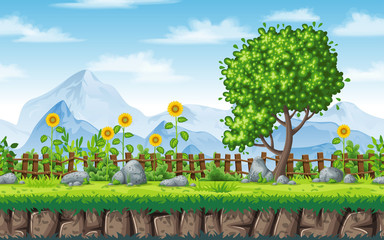 Naklejka premium Seamless summer nature background. Vector illustration with separate layers.