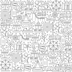Pattern amusement park with icons on a white background. Vector illustration.