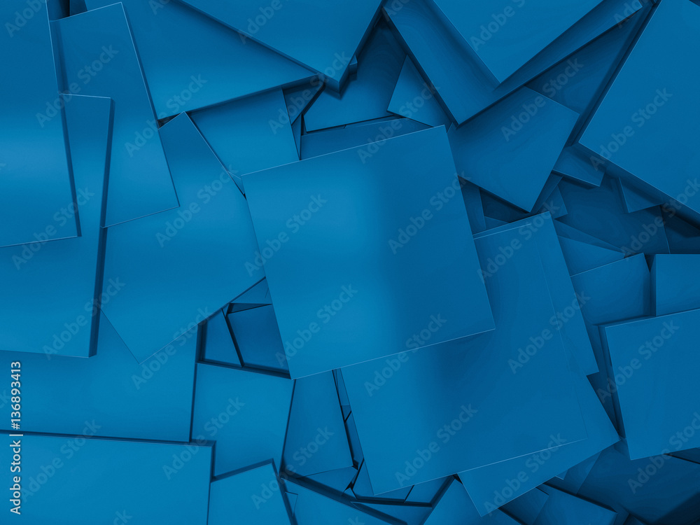 Poster blue square abstract background. 3d rendering