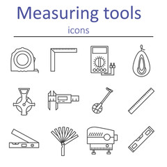 A set of measuring instruments used in construction to measure distances and other variables. Vector illustration.