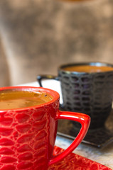 natural coffee with crema in Cup