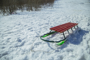 sled on the snow 
