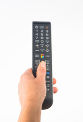 hand holding a remote control