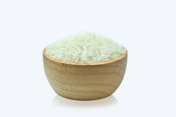 rice in a bowl isolated on white background