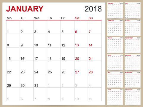 Calendar 2018 English Images – Browse 1,533 Stock Photos, Vectors