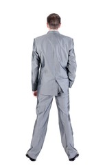 Businessman  looks ahead. rear view.