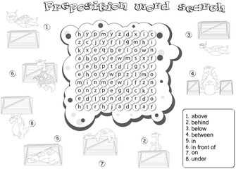 Logic game for learning English. Find the hidden words by vertic