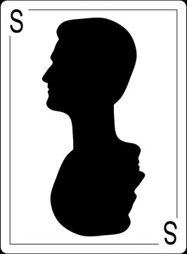 Edward Snowden asylum in Russia is on the playing card. silhouette profile. 