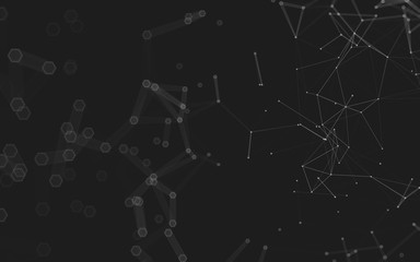 Abstract polygonal space low poly dark background, 3d rendering