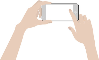 Human hands holding a tablet touch computer gadget